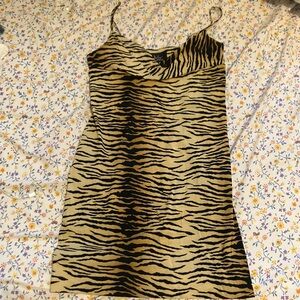 Vintage 98% silk tiger stripe mini dress union made